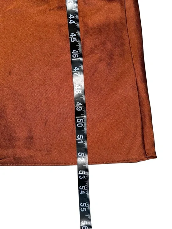 NWT Abercrombie and Fitch Brown Satin Lace-Trim Slip Midi Dress SMALL TALL - Picture 8 of 8